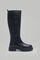 Pedro del Hierro Leather track sole knee-high boot Black