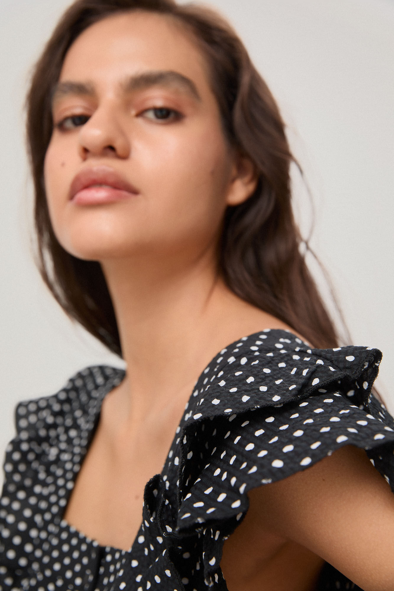 Pedro del Hierro Top de bolinhas com folhos Preto