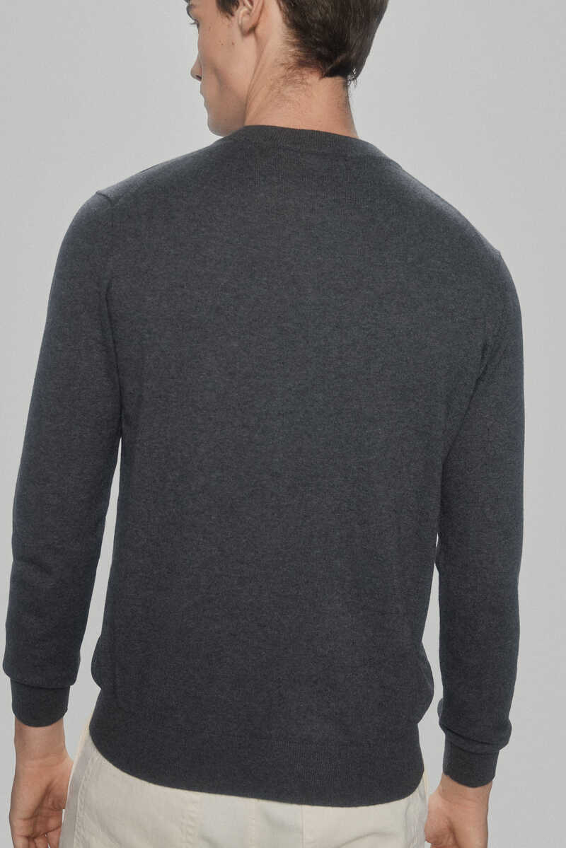 Pedro del Hierro Cotton/silk/cashmere round neck jumper Grey