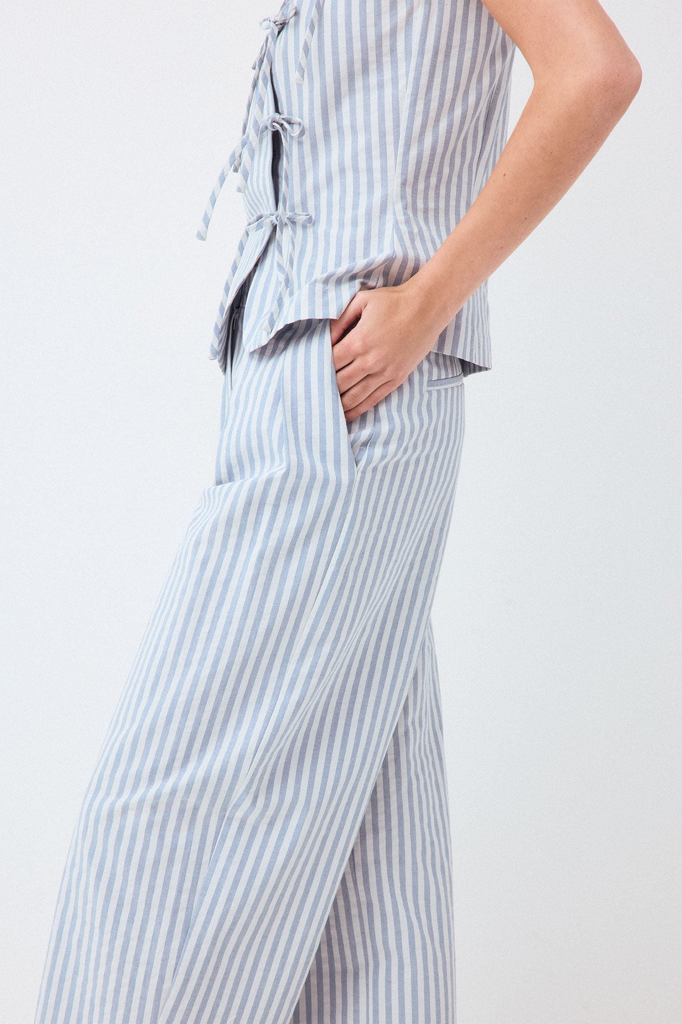 Pedro del Hierro Striped straight trousers Blue