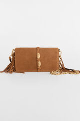 Pedro del Hierro Leather fringed crossbody Brown