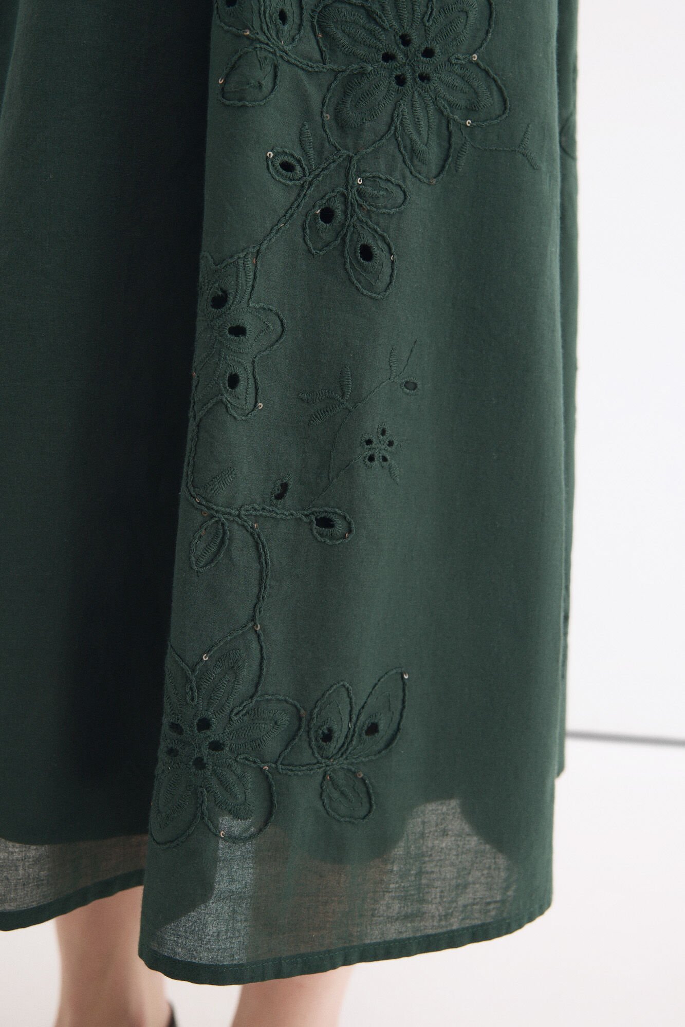 Pedro del Hierro Embroidered cotton skirt Green