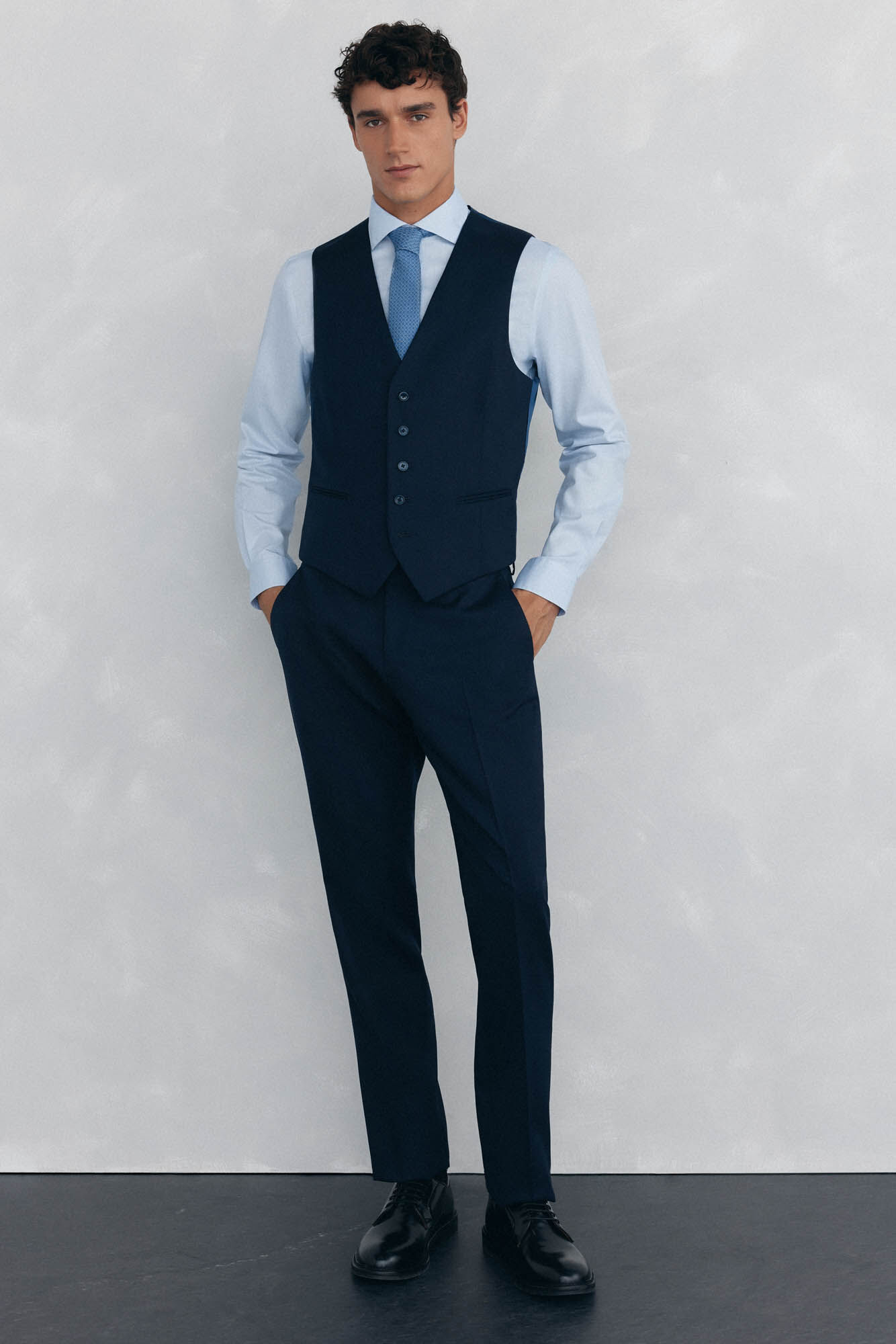 Pedro del Hierro Blue back tailored fit structured vest