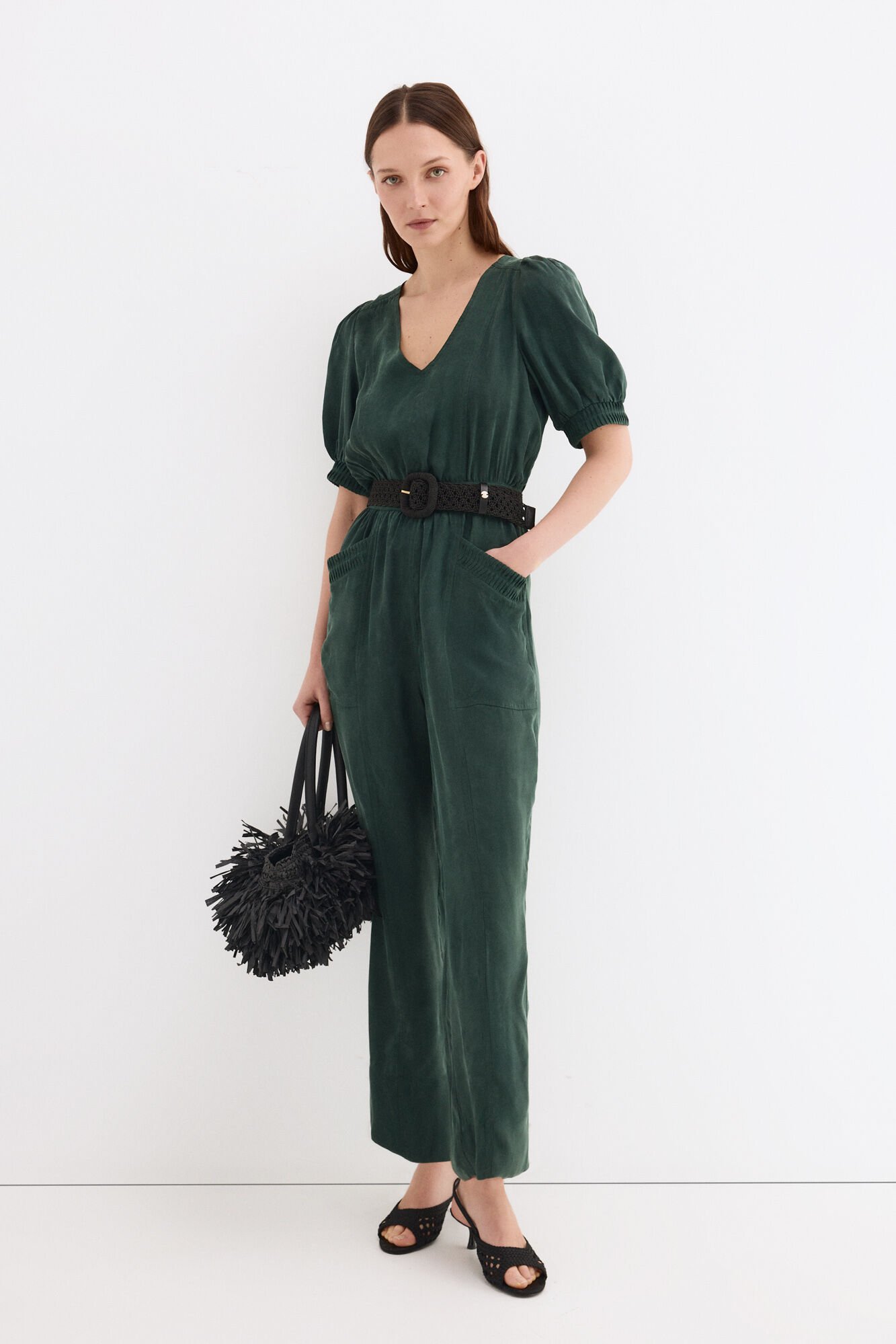 Pedro del Hierro Long sleeve detail jumpsuit Green
