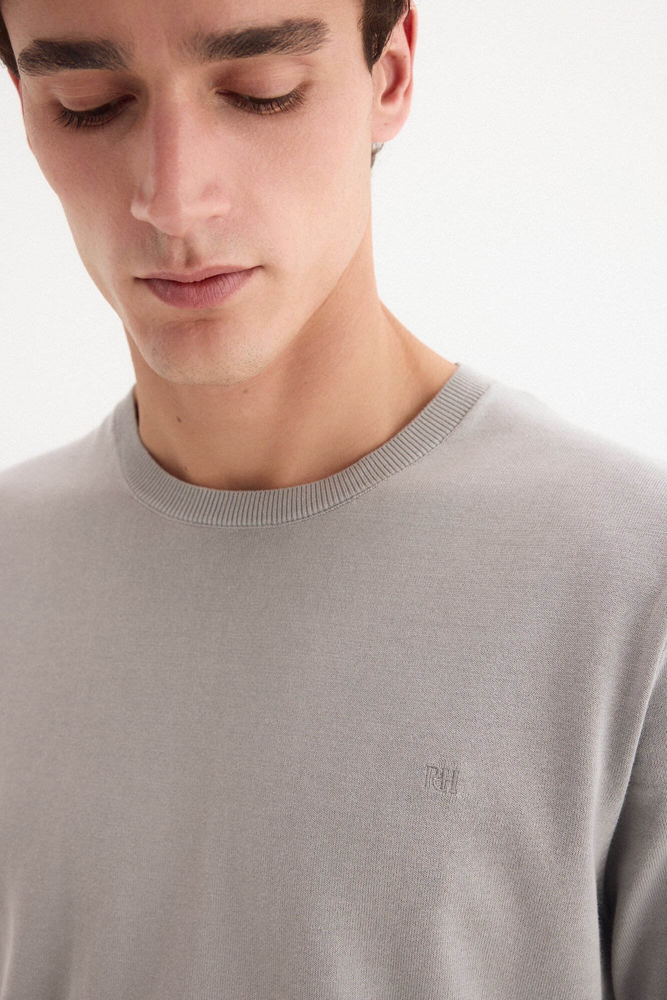 Pedro del Hierro Premium short sleeve cotton jersey T-shirt Grey