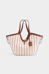 Pedro del Hierro Fabric striped basket bag Brown