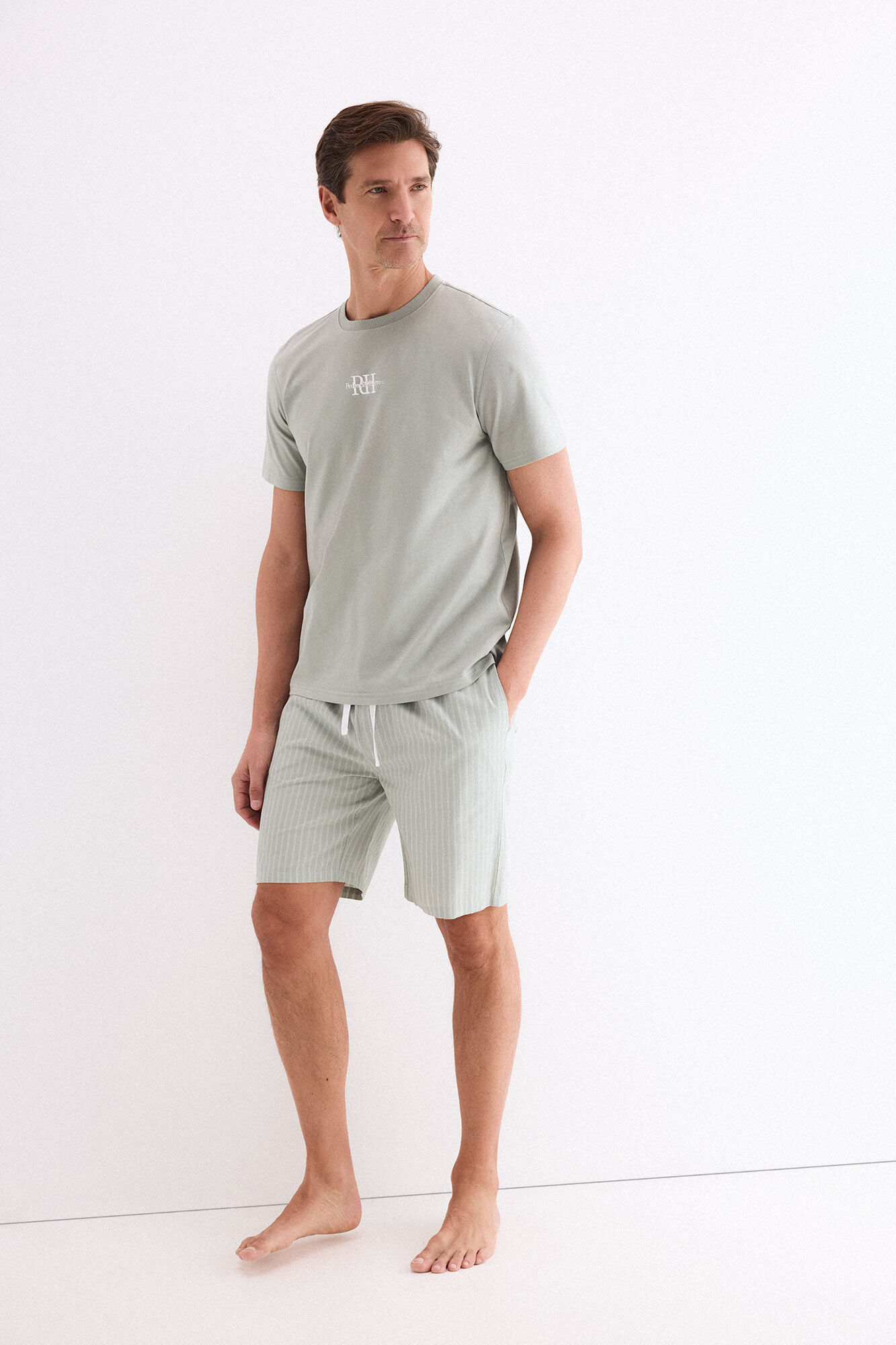 Pedro del Hierro Jersey-knit and fabric pyjama set White