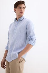 Pedro del Hierro Plain linen shirt Blue