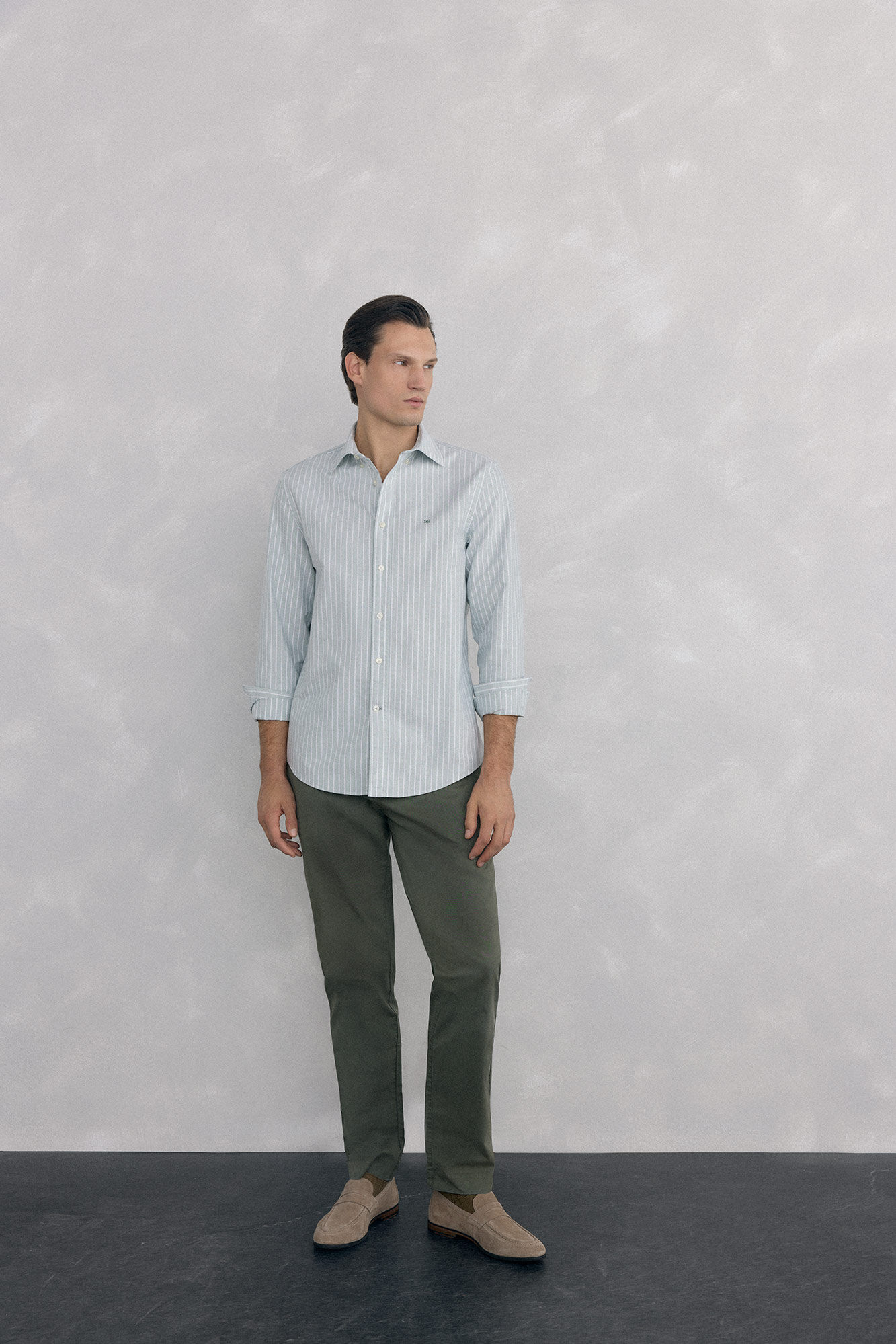 Pedro del Hierro Camisa ic&oacute;nica oxford &agrave;s riscas Verde