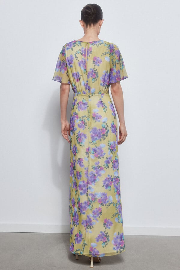 Pedro del Hierro Printed dress with knot detail at the neckline. Green