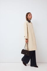 Pedro del Hierro Long trench coat with contrast collar Beige