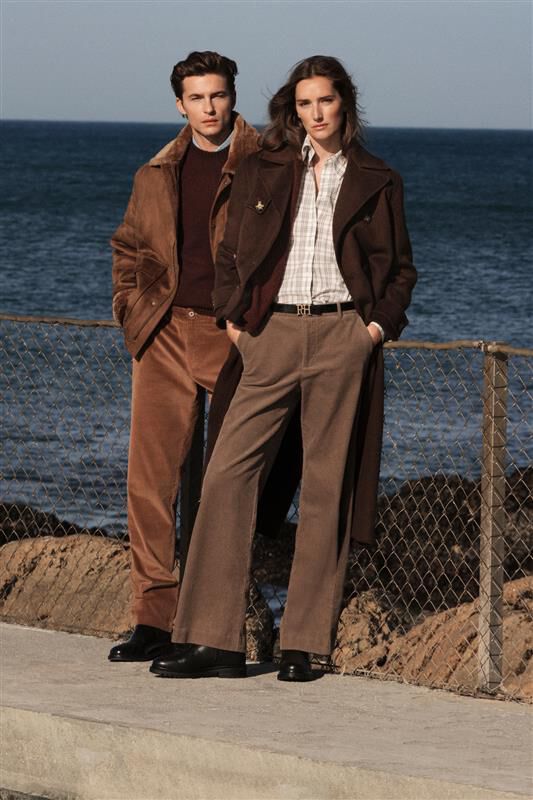 Pedro del Hierro Cal&ccedil;as de veludo cl&aacute;ssicas de perna larga Marrom