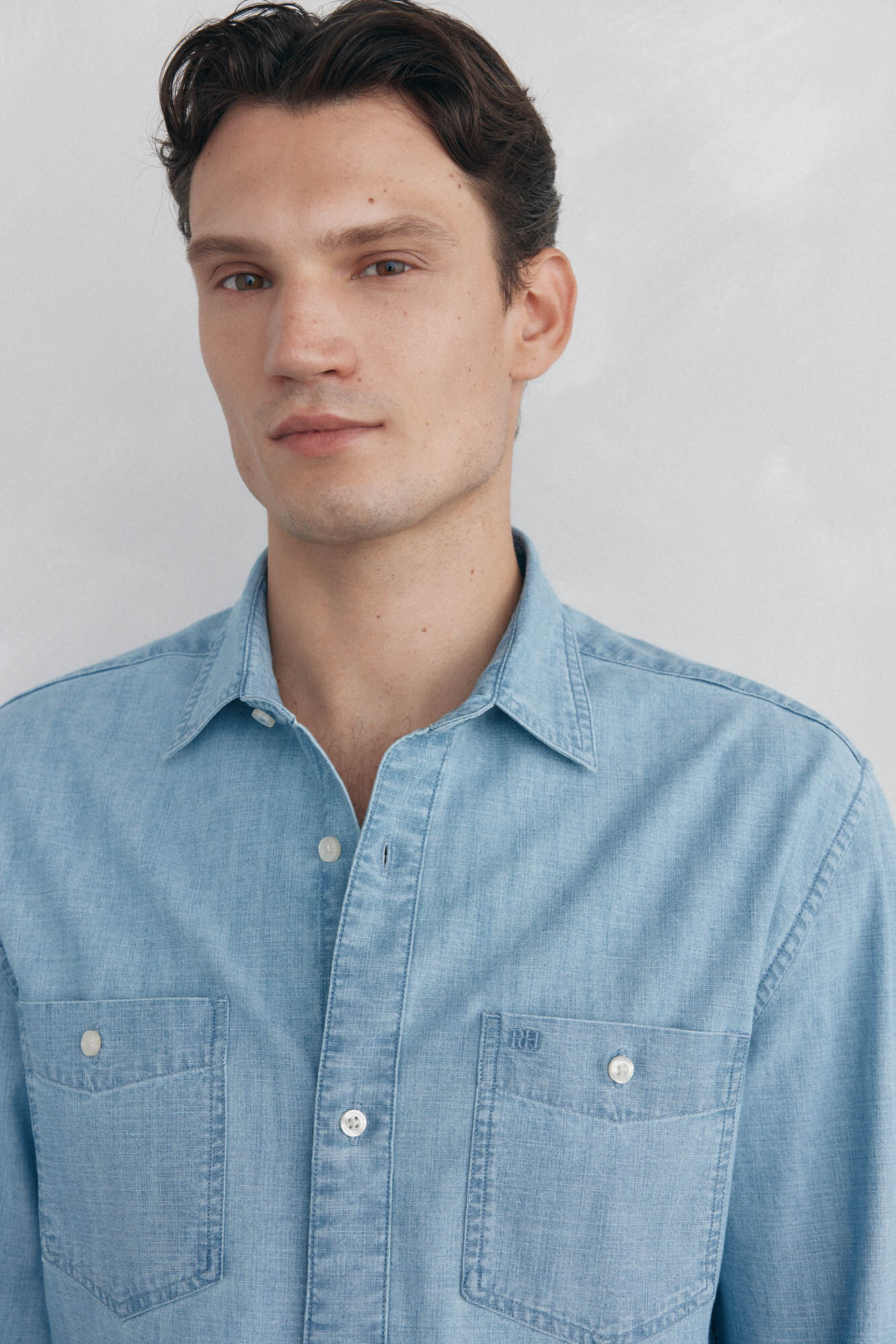 Pedro del Hierro Chambray shirt Blue