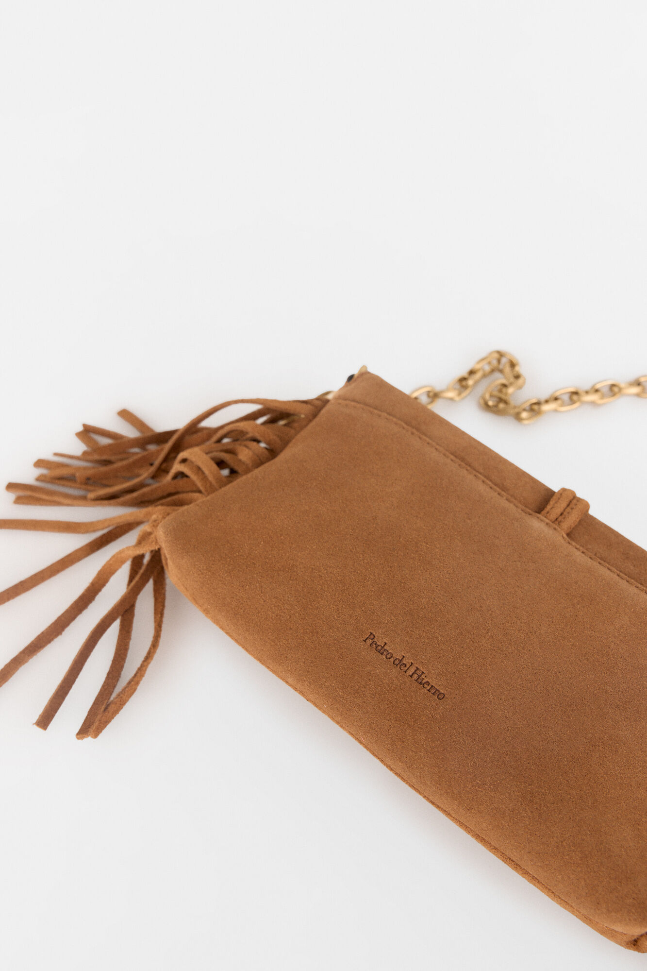 Pedro del Hierro Leather fringed crossbody Brown