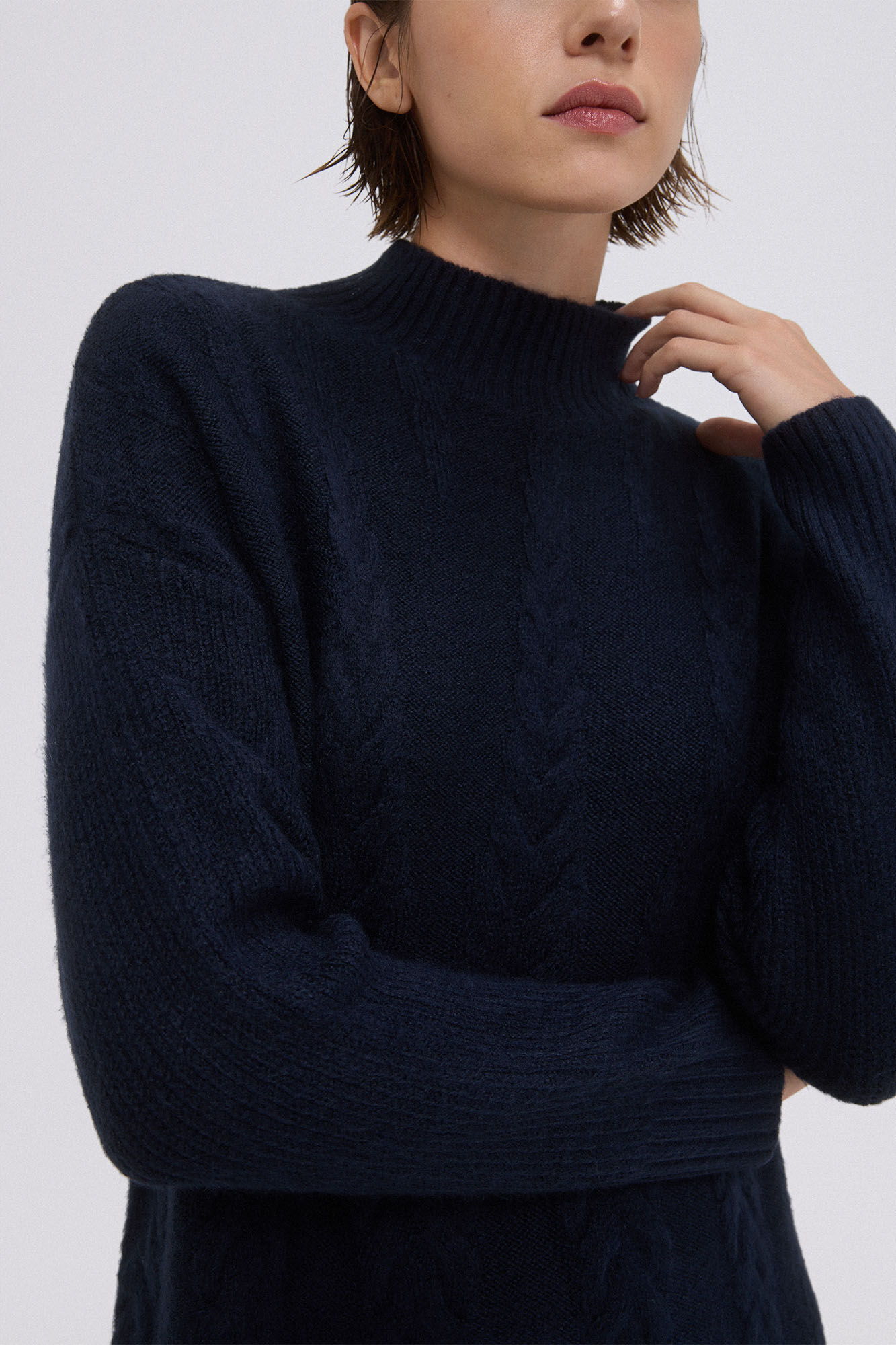 Pedro del Hierro Jersey-knit cross-knit dress Blue