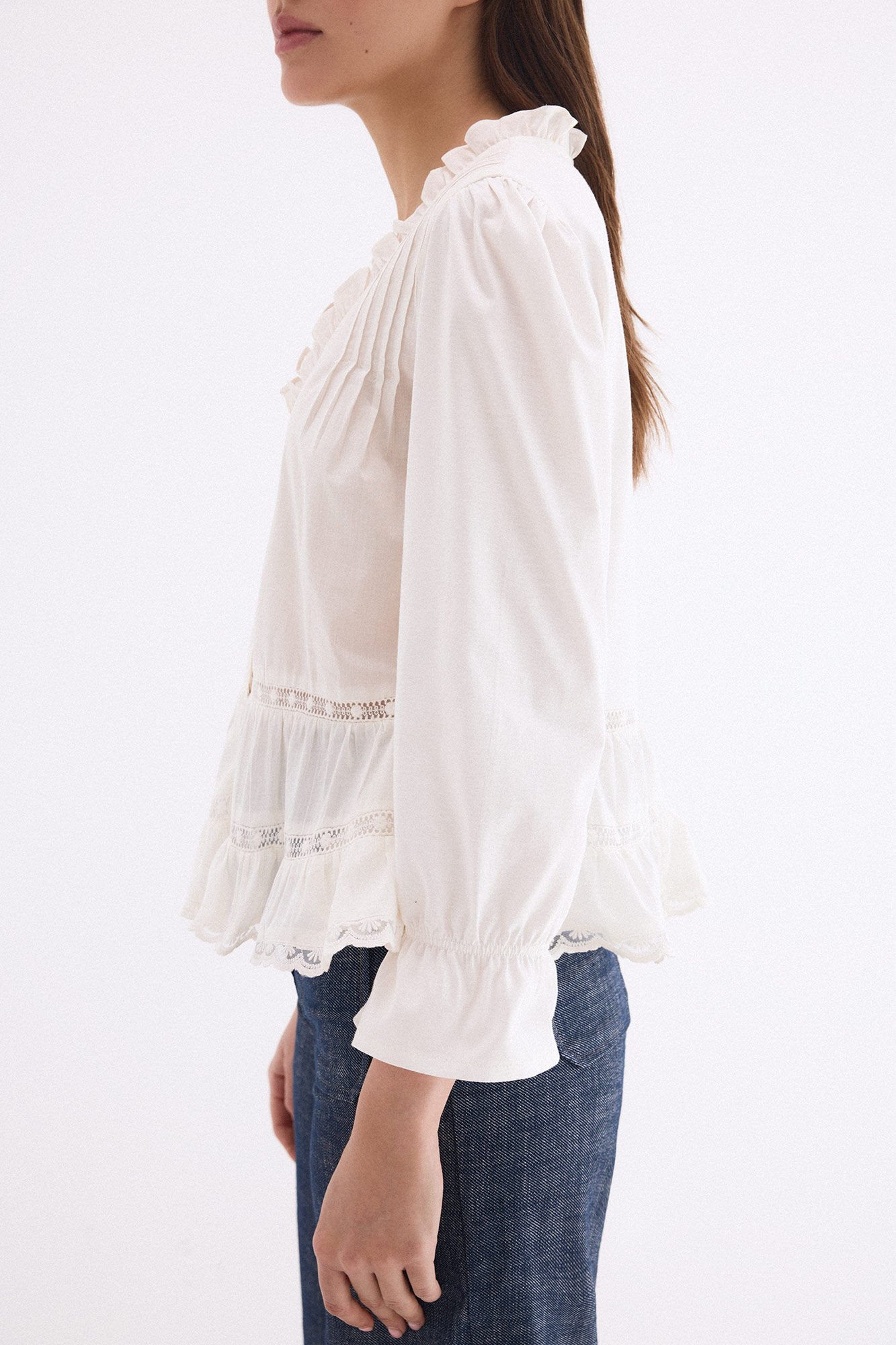 Pedro del Hierro Combined ruffled T-shirt White