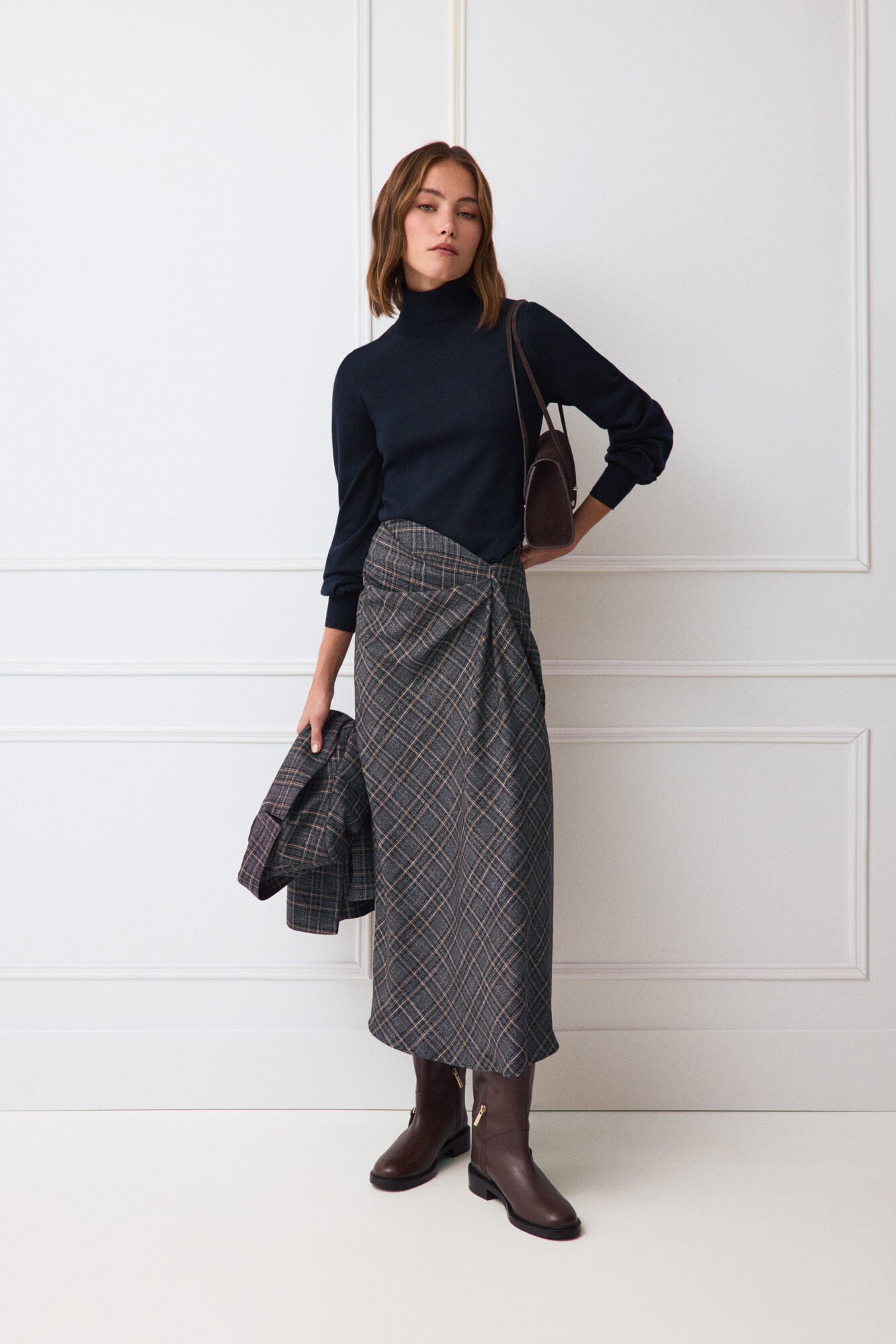 TFP by Tamara Falc&oacute; Viscose funnel neck jumper Blue