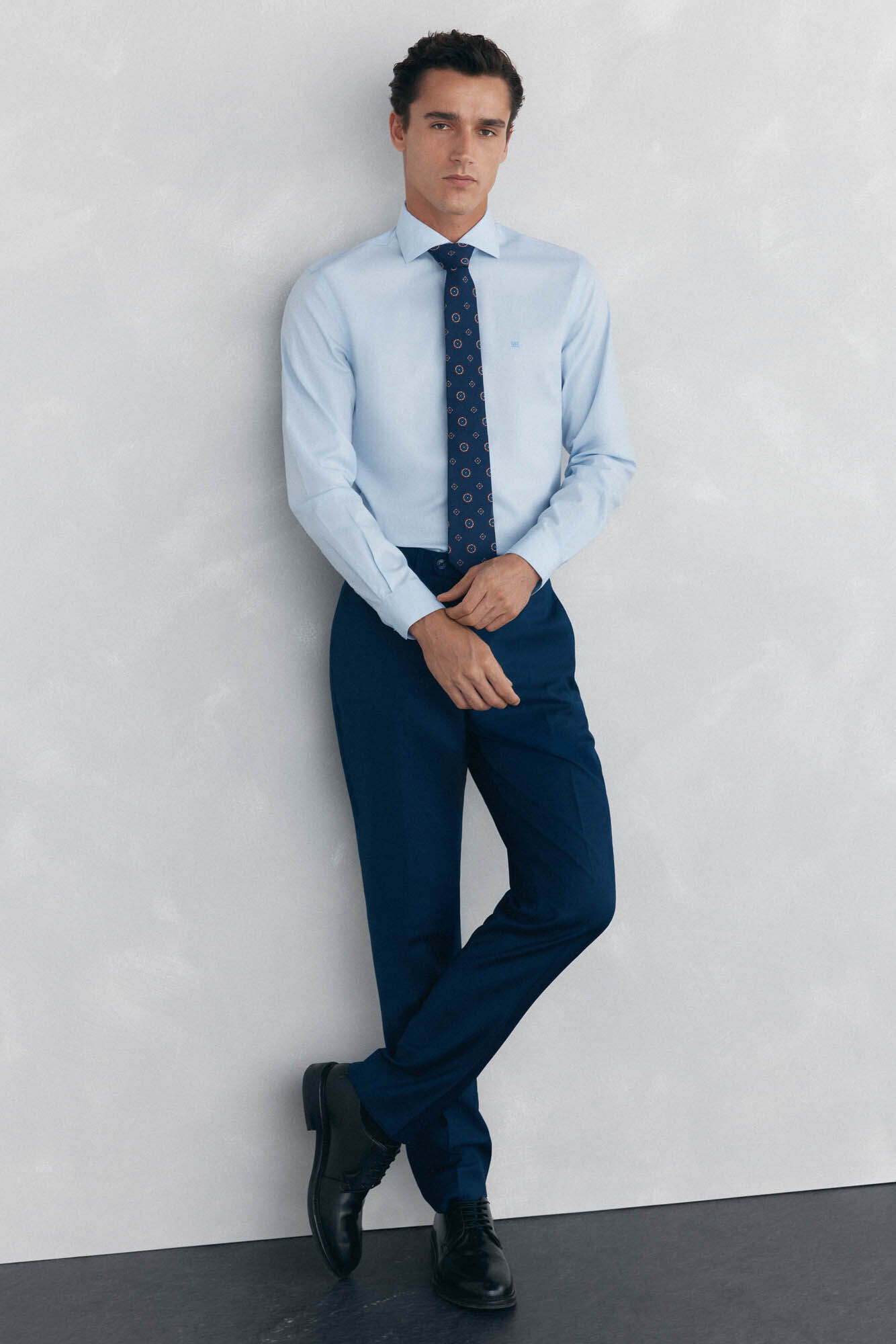 Pedro del Hierro Camisa social lisa, slim fit, resistente a manchas e n&atilde;o engomada Azul