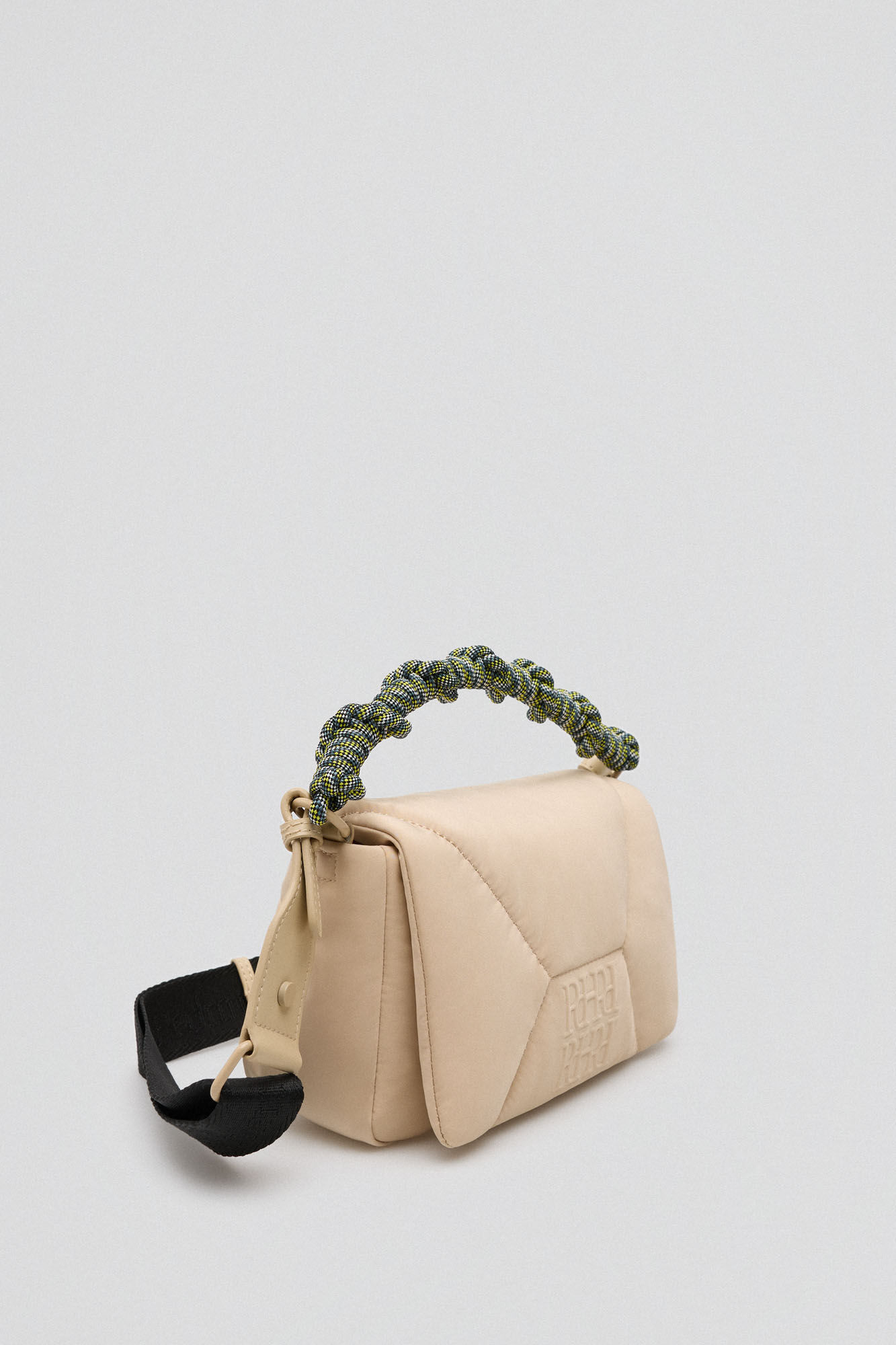 Pedro del Hierro Nylon shoulder bag with new logo volume Beige