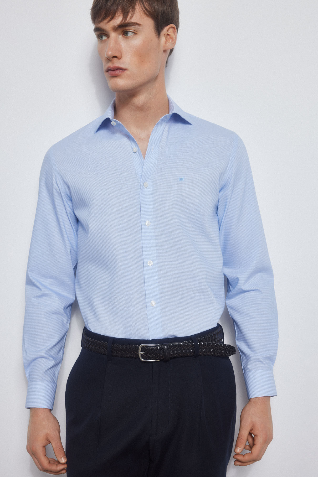 Pedro del Hierro Camisa formal quadrados non iron + antimanchas Azul