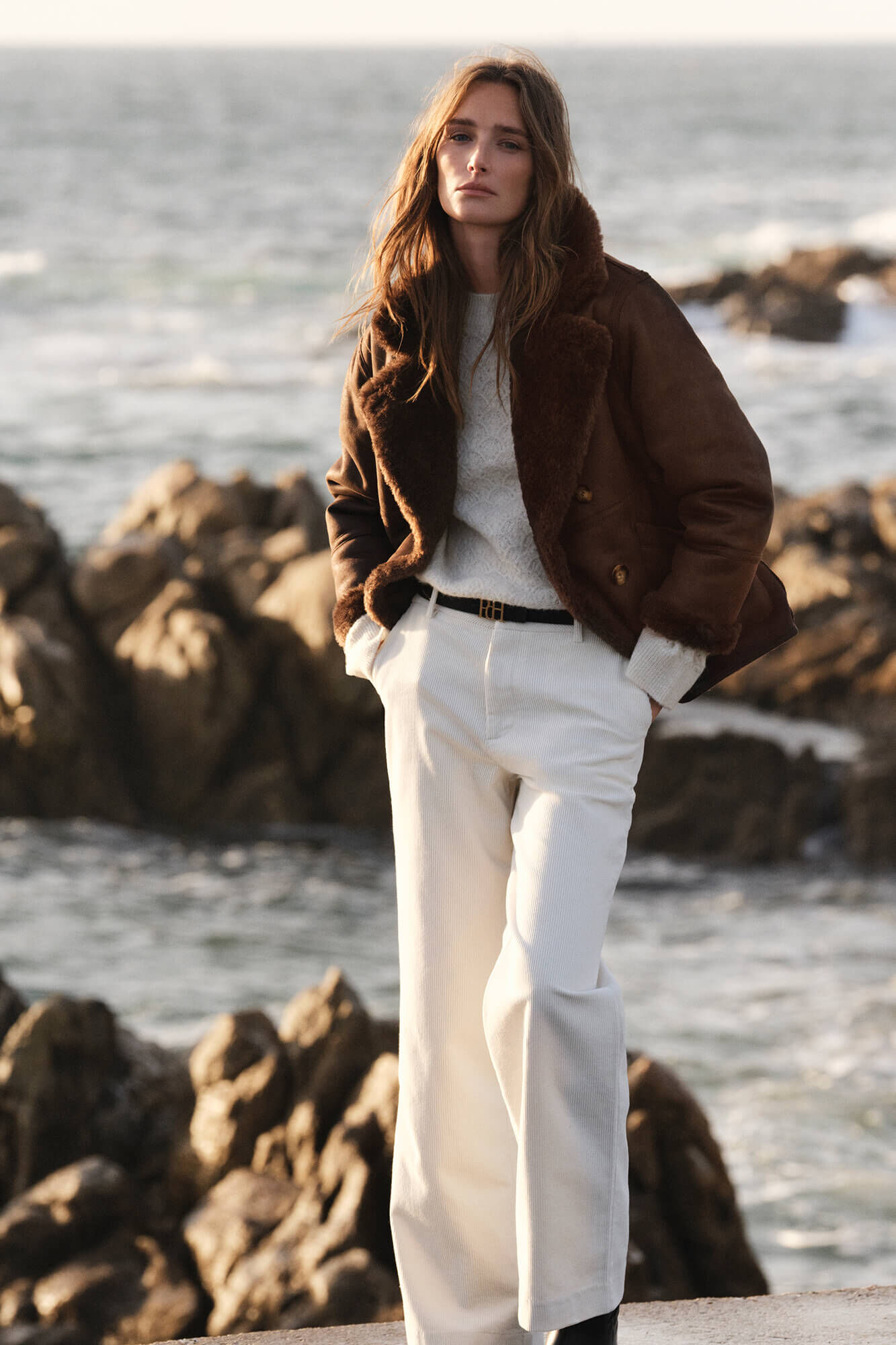 Pedro del Hierro Sobretudo de borrego dupla face