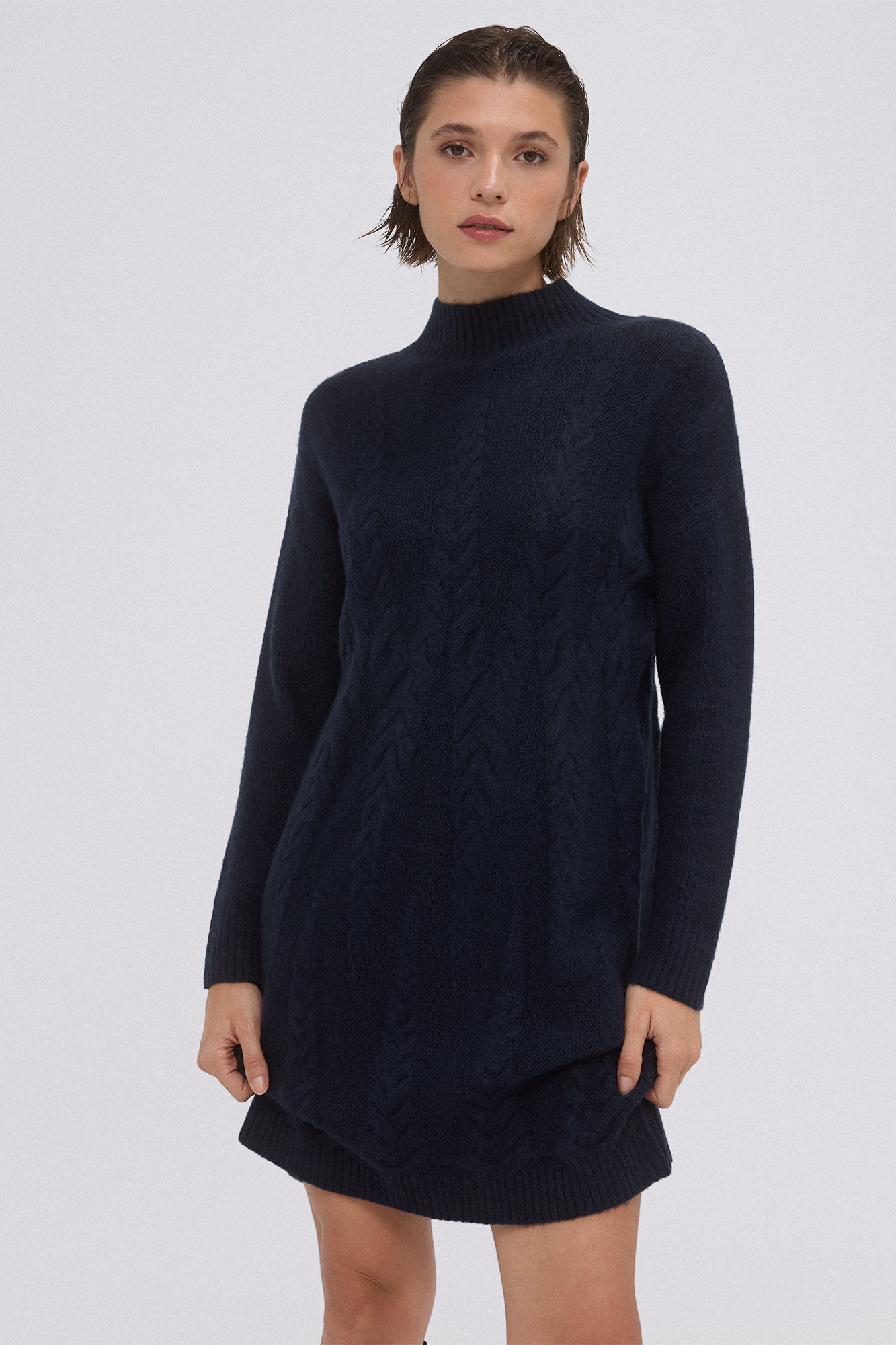 Pedro del Hierro Jersey-knit cross-knit dress Blue