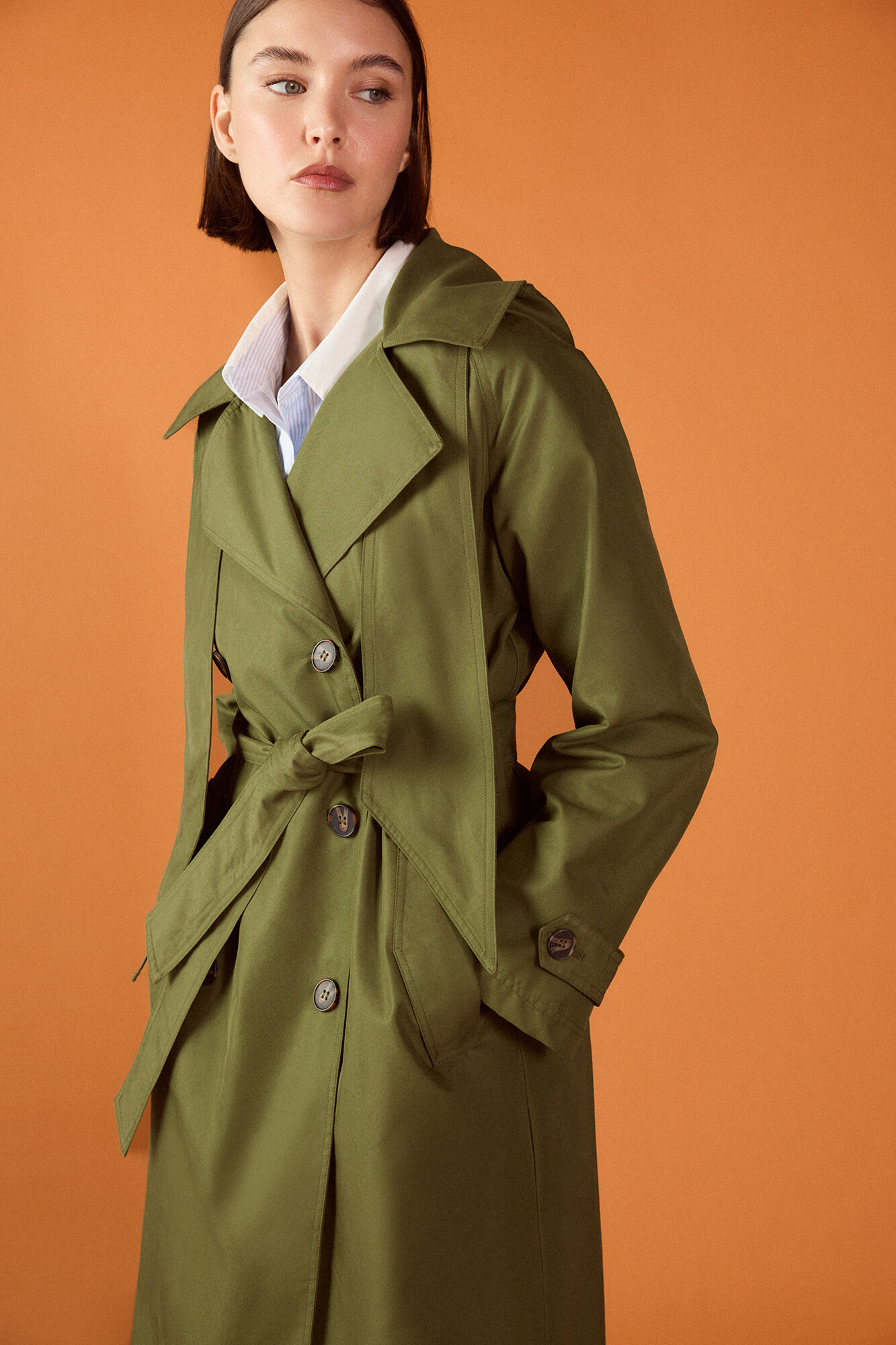 TFP by Tamara Falc&oacute; Long hooded trench coat Green