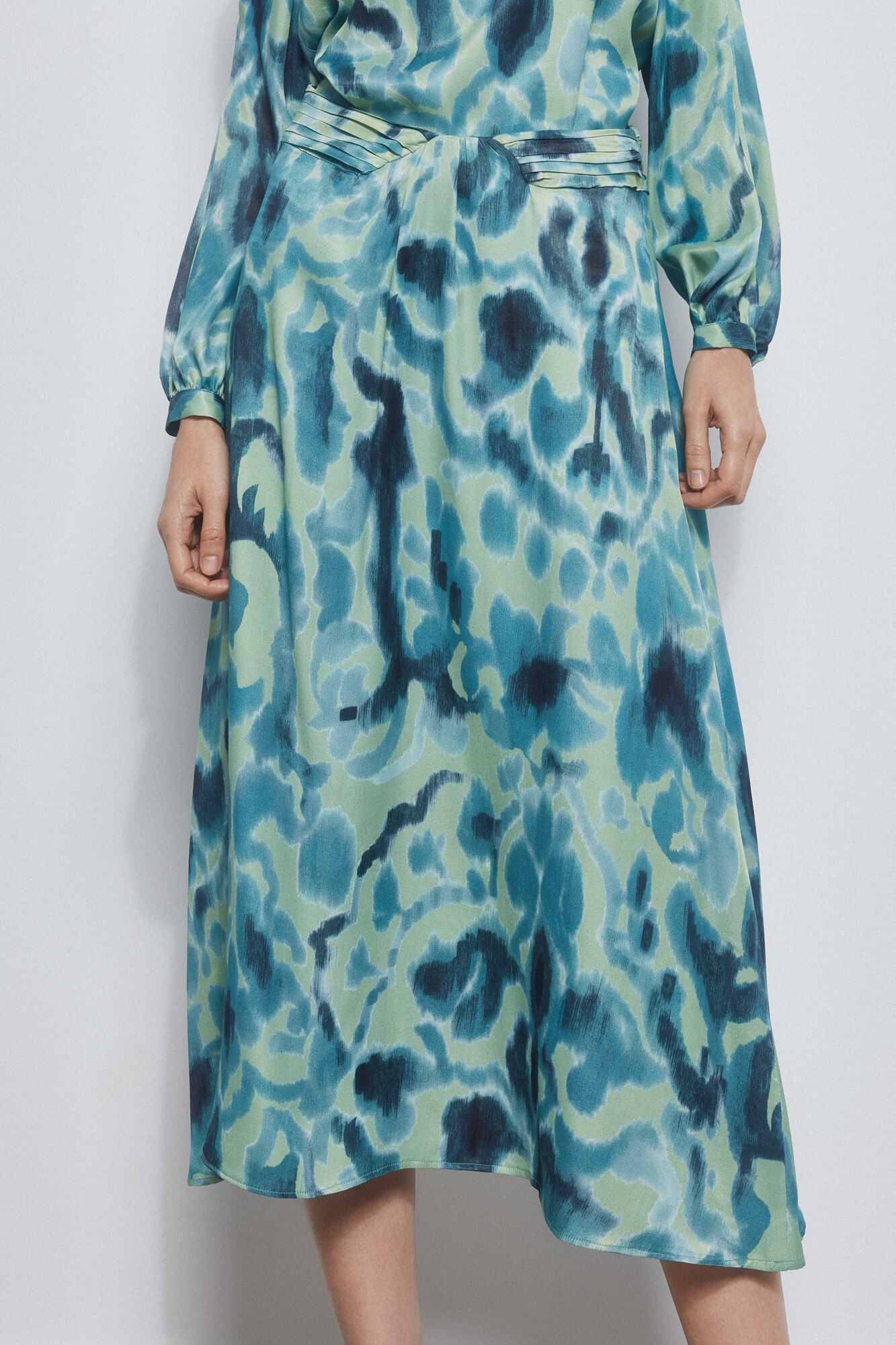 Pedro del Hierro Falda midi fluida estampada Verde