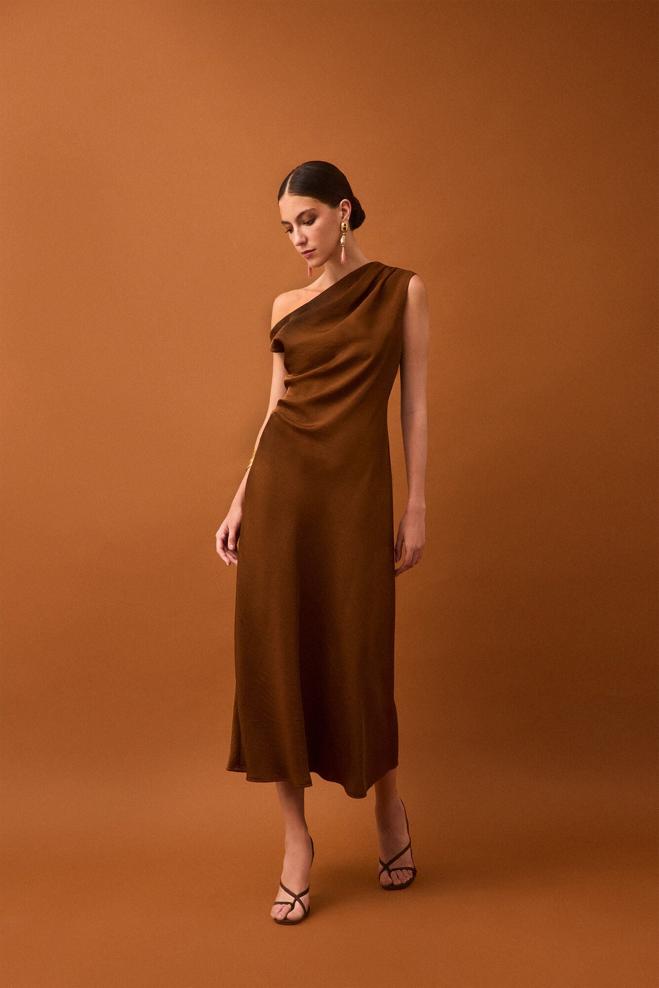 Pedro del Hierro Asymmetric midi dress Brown