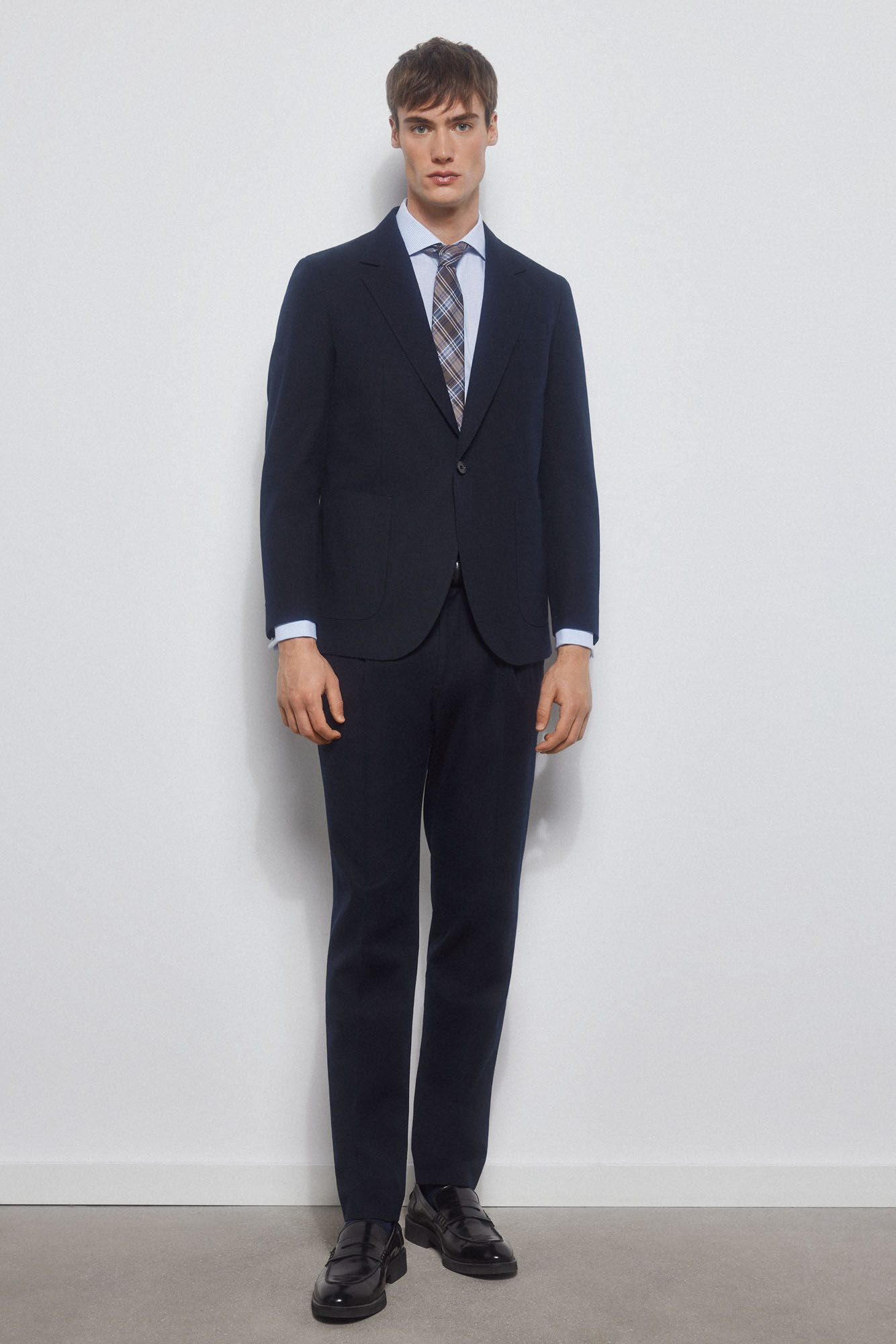 Pedro del Hierro Checked non-iron + stain-resistant shirt Blue