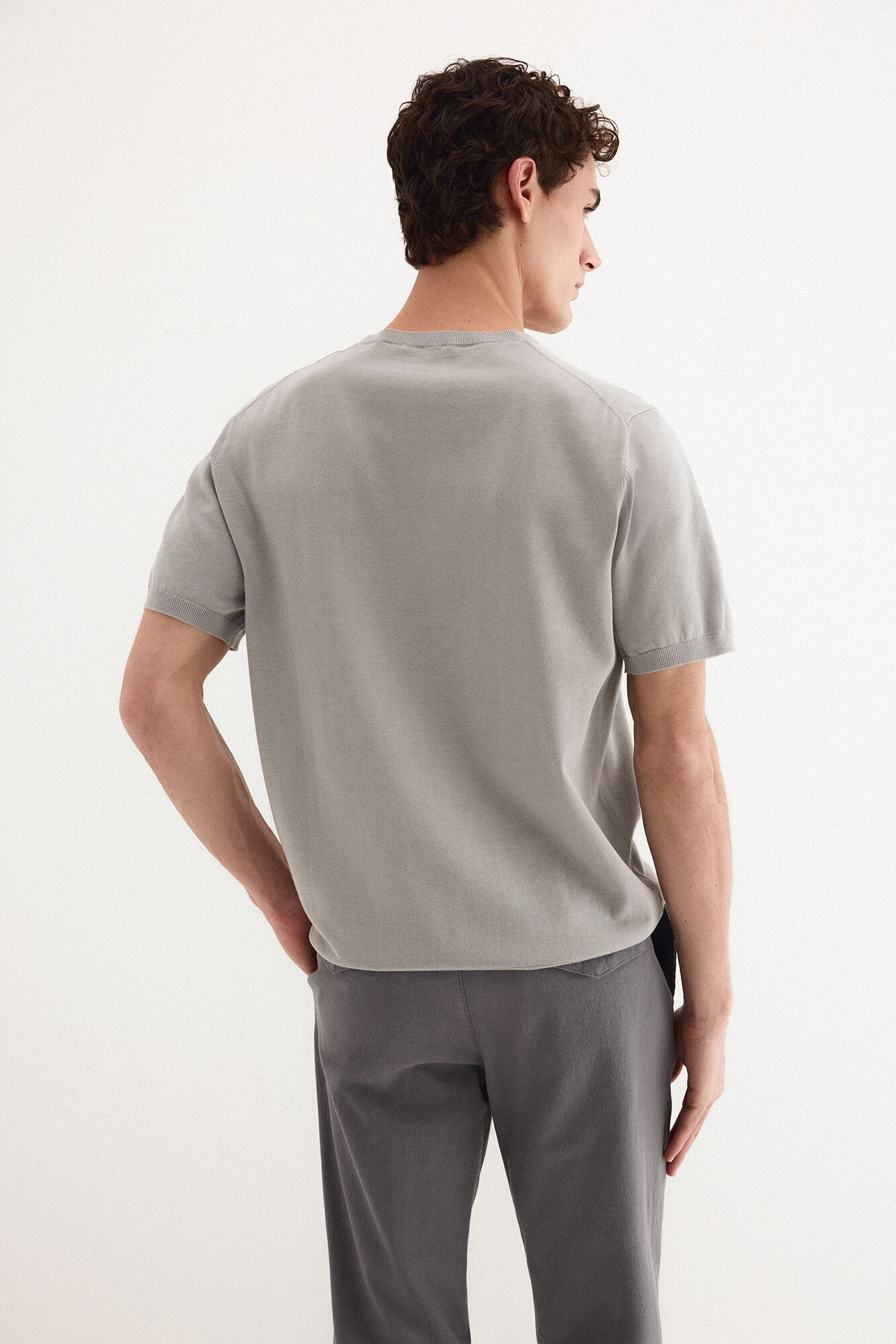 Pedro del Hierro Premium short sleeve cotton jersey T-shirt Grey