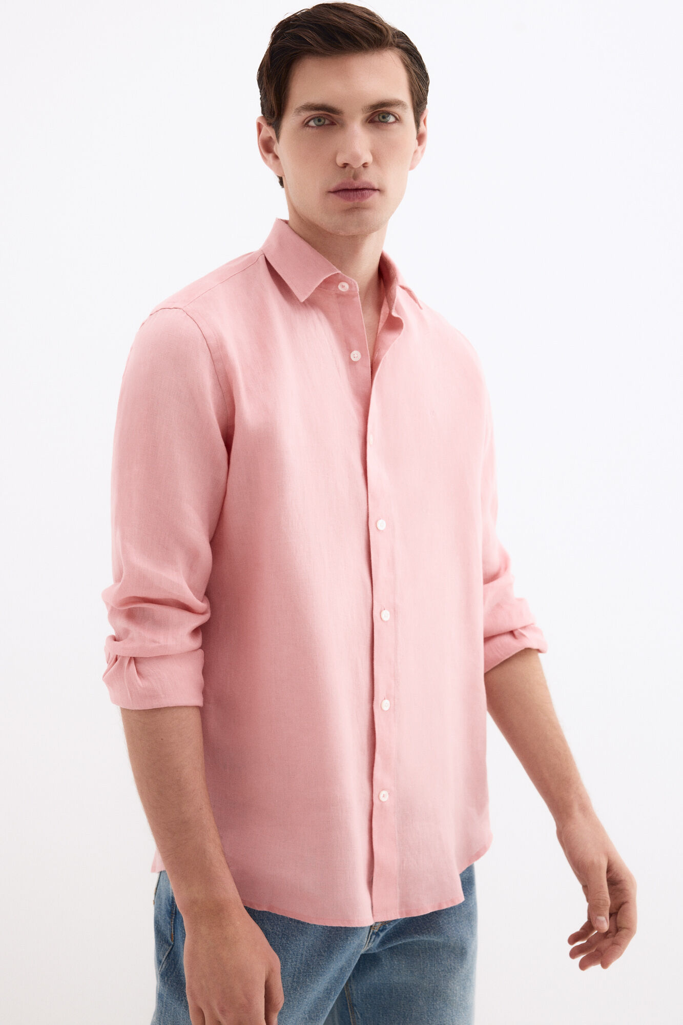 Pedro del Hierro Plain linen shirt Coral