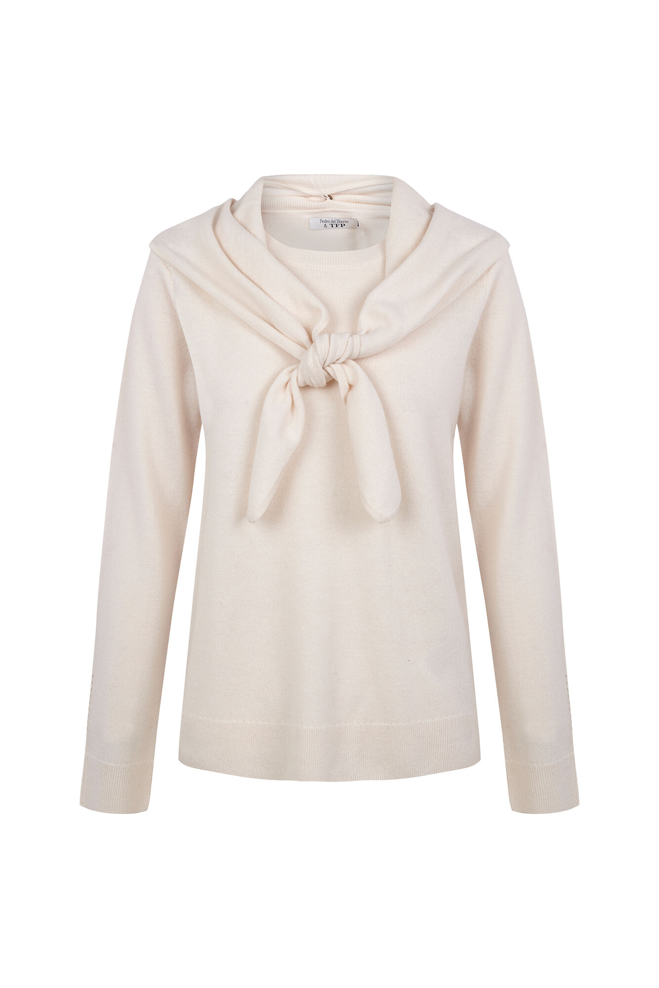 TFP by Tamara Falc&oacute; 100% wool sweater with scarf Ecru