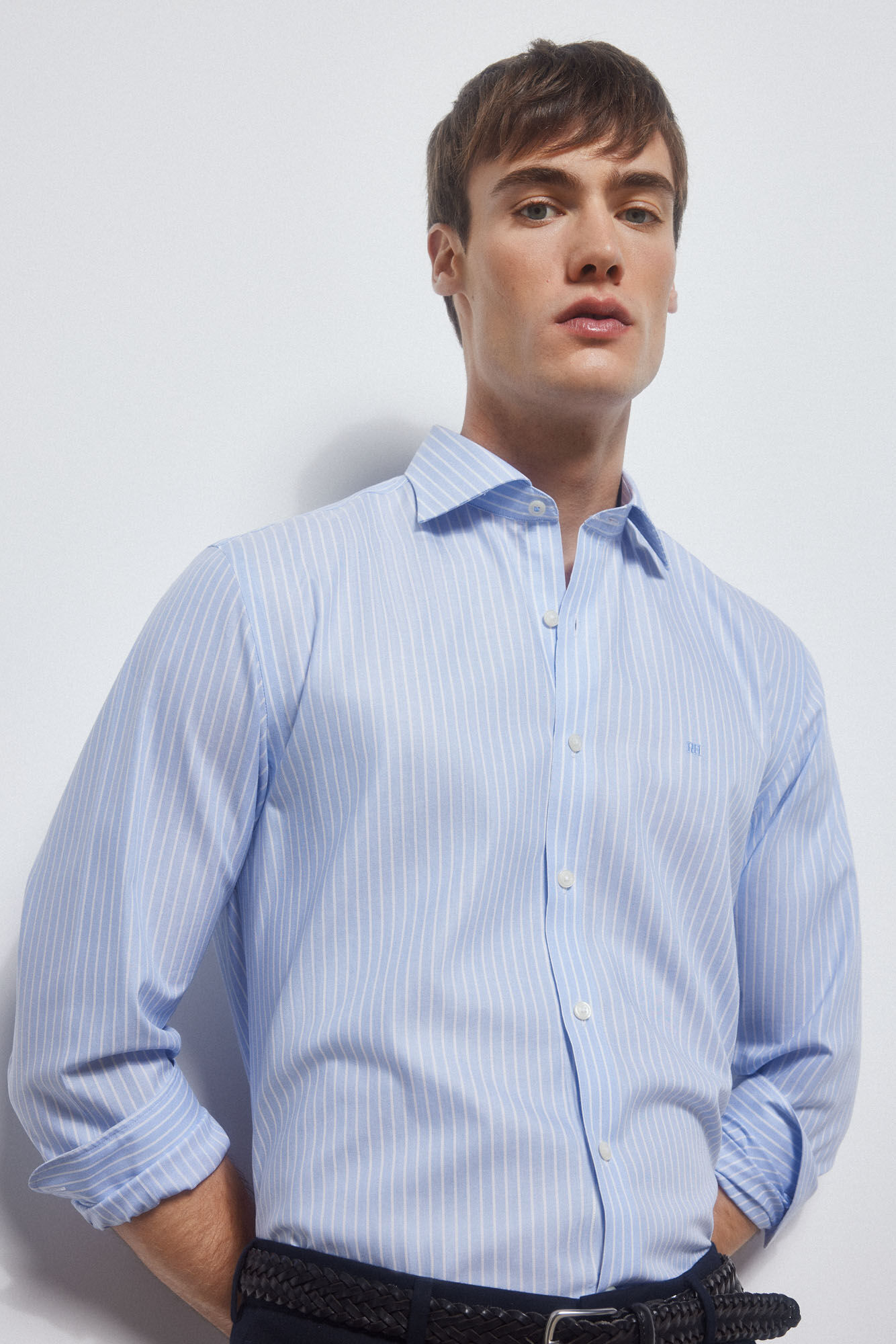 Pedro del Hierro Striped dress shirt, non-iron + anti-stain Blue