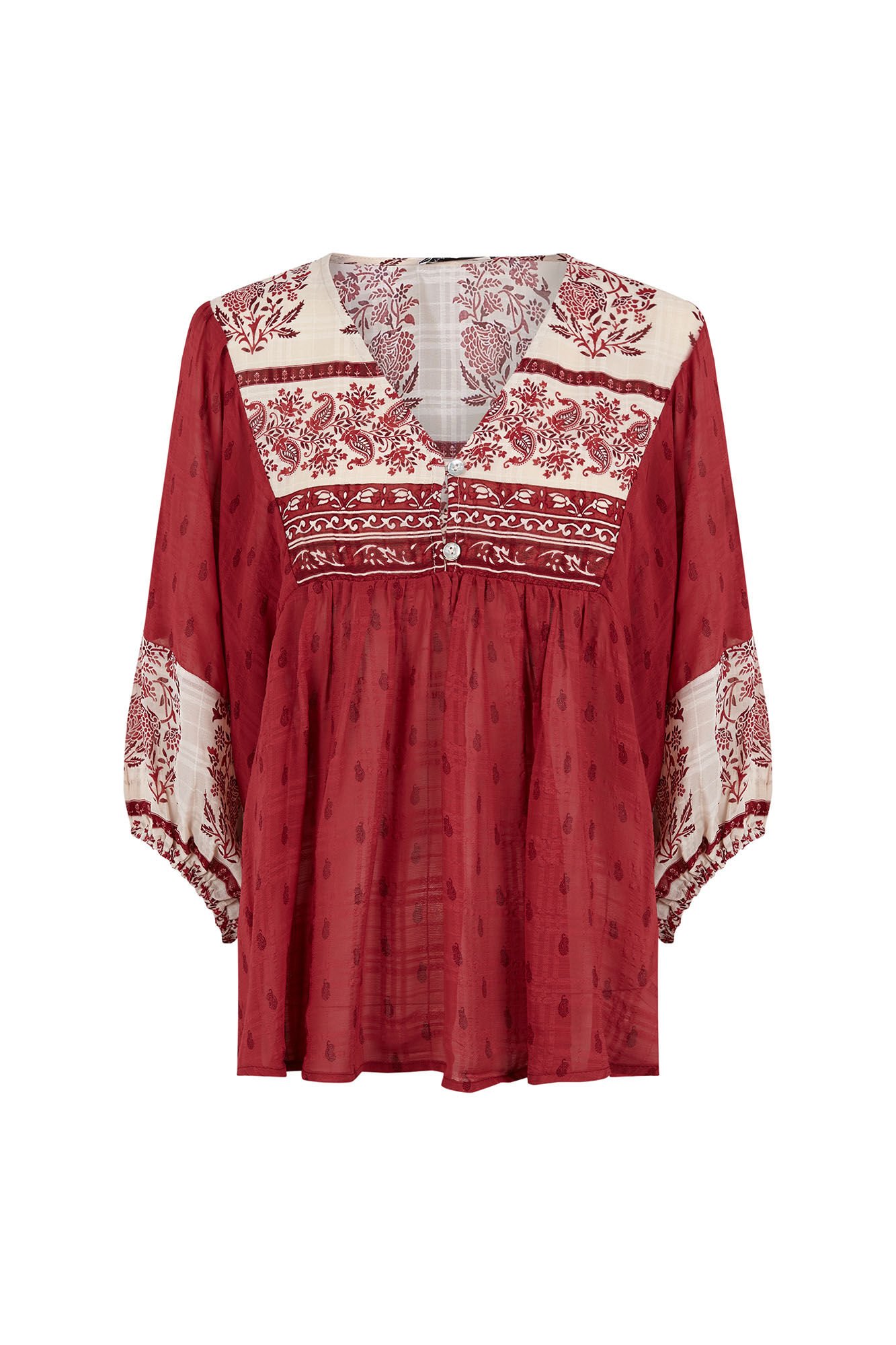 Pedro del Hierro Combined print blouse Burgundy