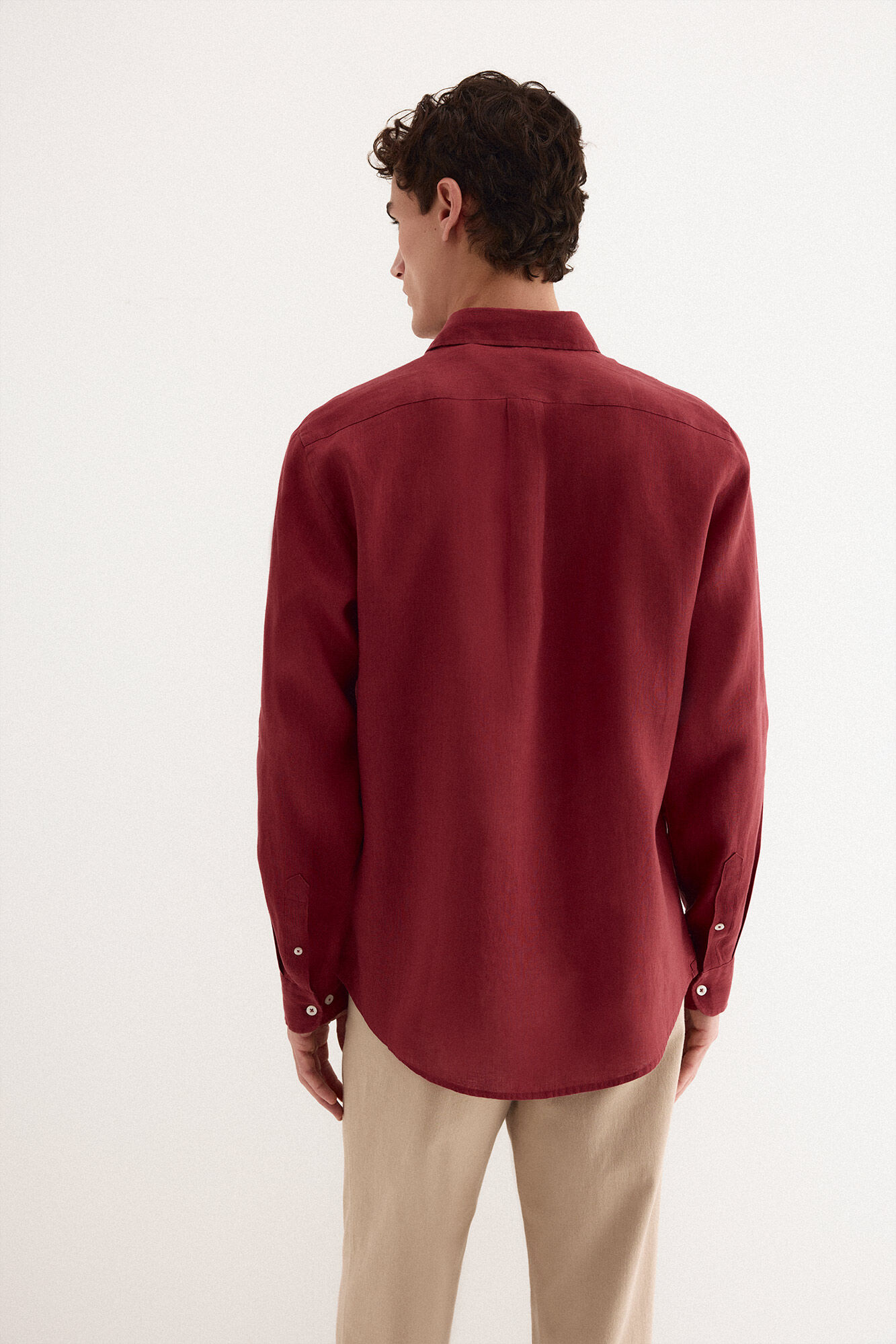 Pedro del Hierro Plain linen shirt Burgundy