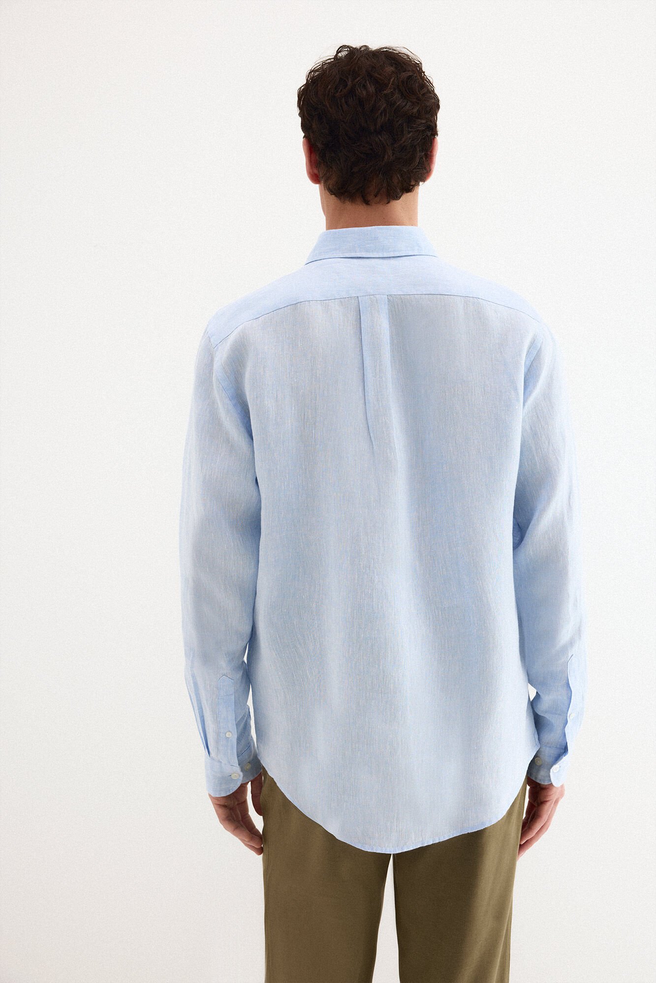 Pedro del Hierro Plain linen shirt Blue