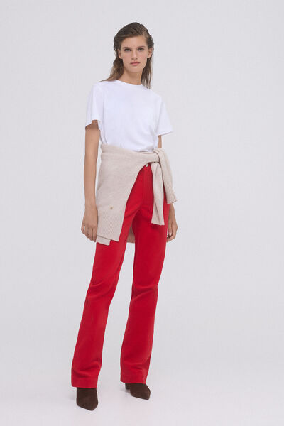 Pedro del Hierro Full length micro corduroy flare pants Orange