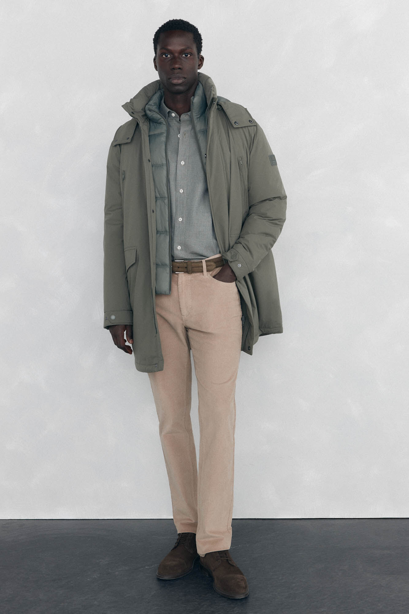 Pedro del Hierro Plain melange Tencel shirt Green