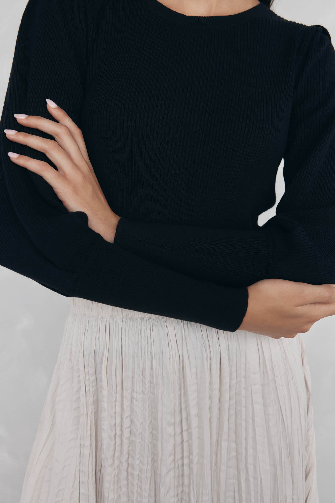 Pedro del Hierro Jersey canal&eacute; manga abullonada Negro