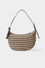 Pedro del Hierro Logo half-moon handbag Beige