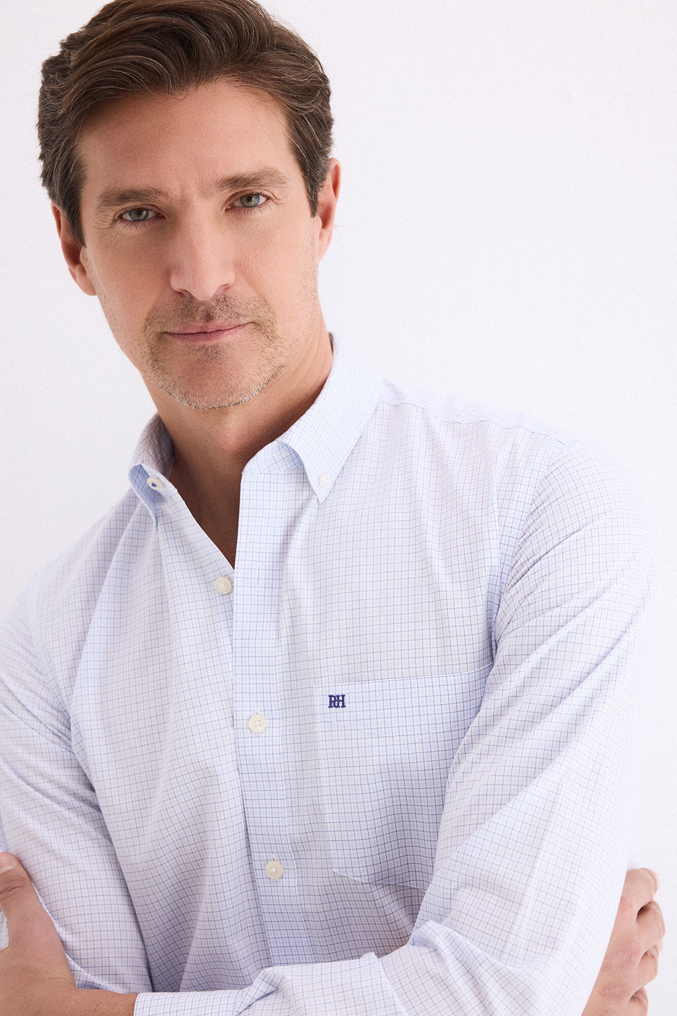 Pedro del Hierro Non-iron stain-resistant plaid shirt