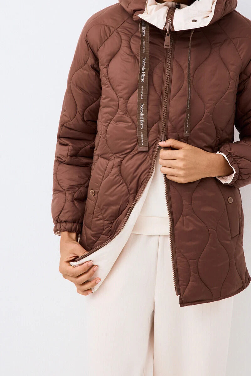 Pedro del Hierro Parka comprida revers&iacute;vel com capuz Marrom