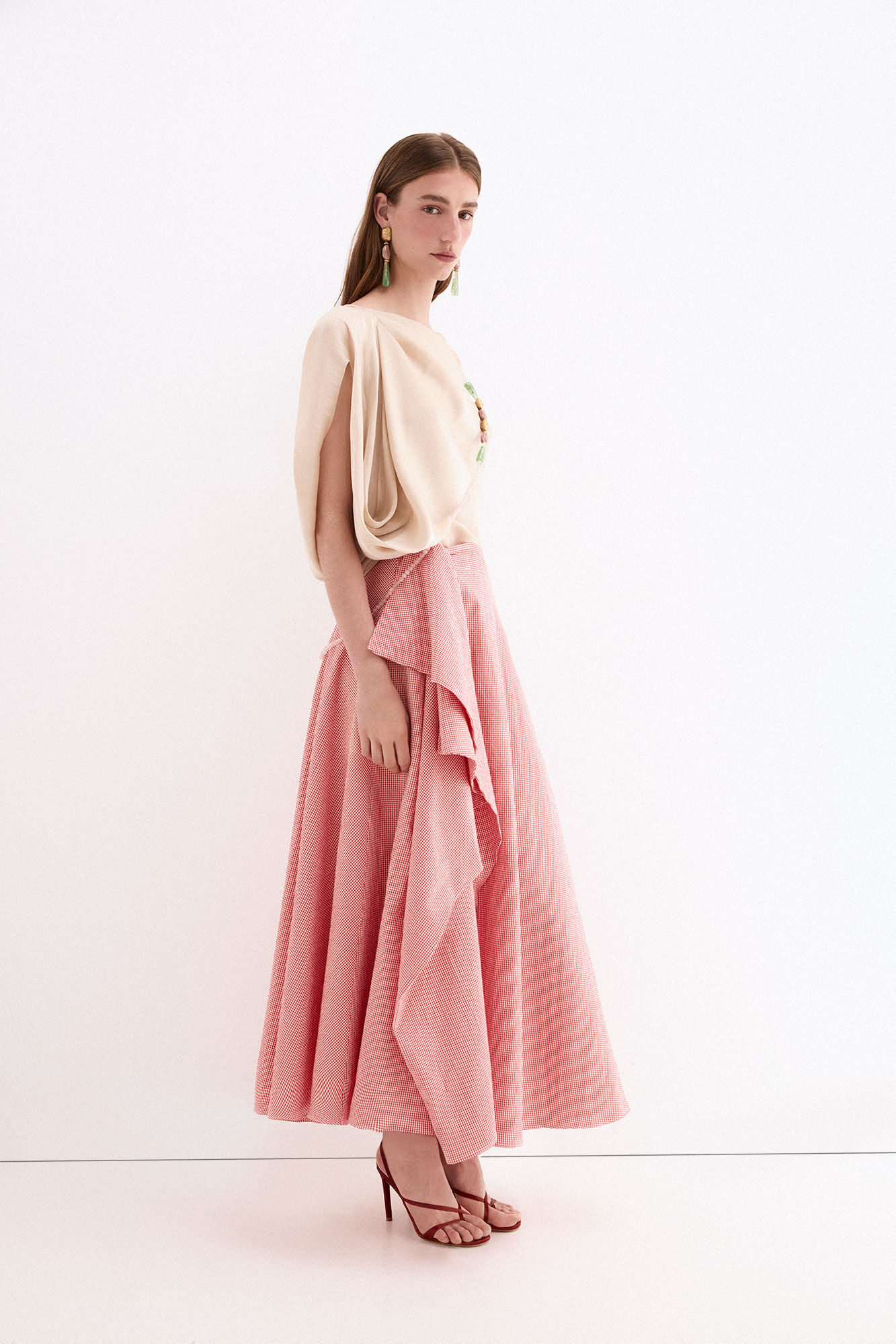 Pedro del Hierro Gingham puffed skirt