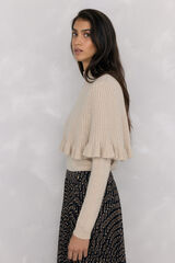 Pedro del Hierro Double jersey and cape garment with ruffle detail Ecru