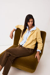 Pedro del Hierro Crew neck cross-knit jacket Yellow