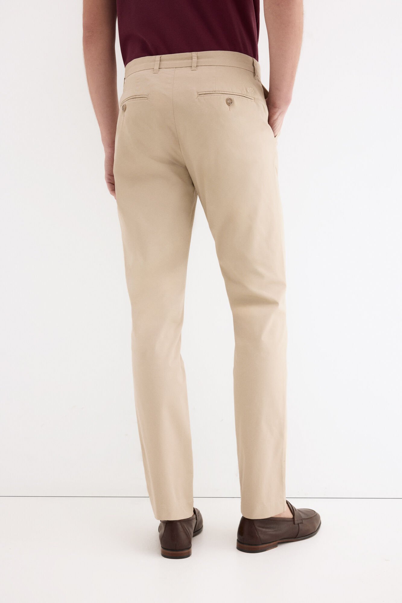 Pedro del Hierro Structured slim fit chinos Beige