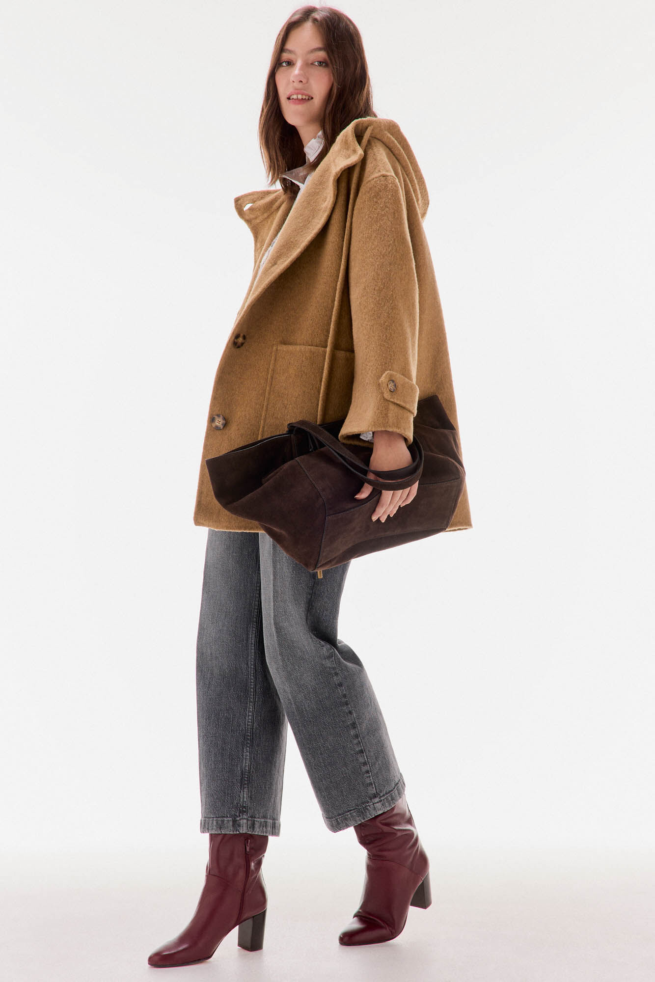 TFP by Tamara Falc&oacute; Double-sided coat with hood Brown