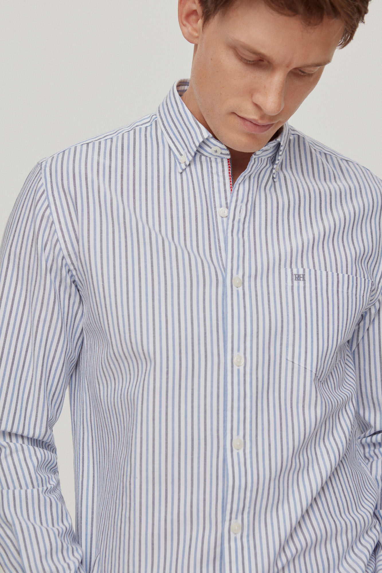 Pedro del Hierro Oxford stripe shirt Blue