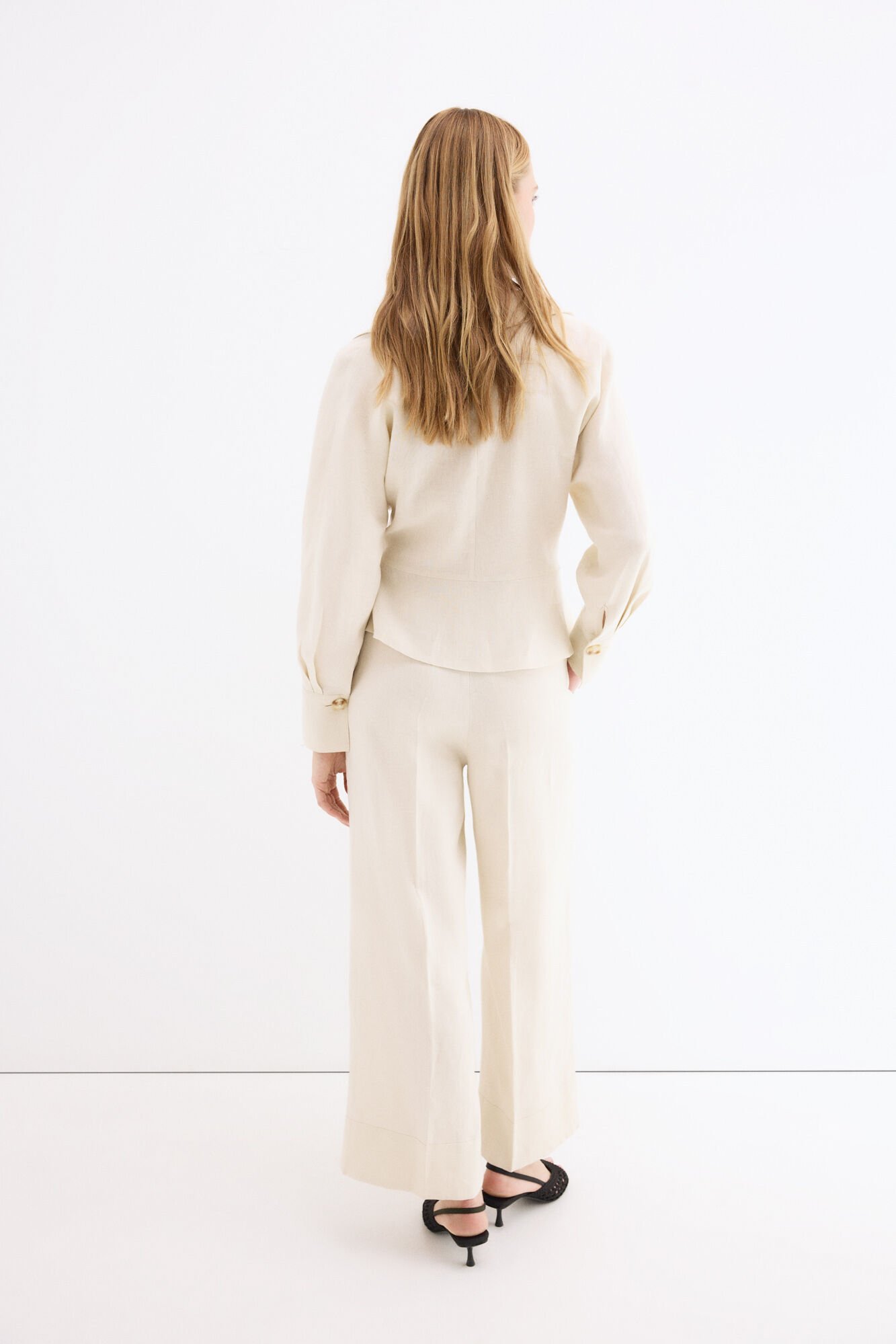 Pedro del Hierro Linen straight trousers Ecru